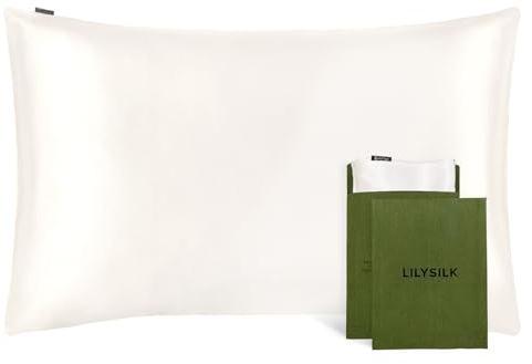 LILYSILK 100% 19MM Maulbeerseide Kissenbezug mit Umschlagverschluss superweiche Kissenhülle für besseren Schlaf und Haarpflege(Elfenbein,40x80cm)