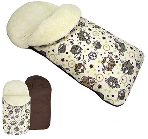 Rawstyle UNIVERSAL Winterfußsack aus LAMMWOLLE (Eulen §5) für Babyschale z.B: Maxi-Cosi, Römer etc. *10 FARBEN* Wintersack Fußsack Wolle NEU