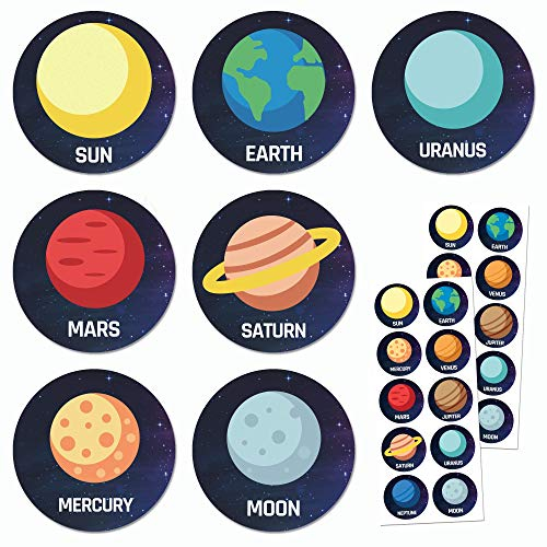 TownStix 200 Stück - Weltraum Planeten Sticker Aufkleber - 20 Blätt, 40mm