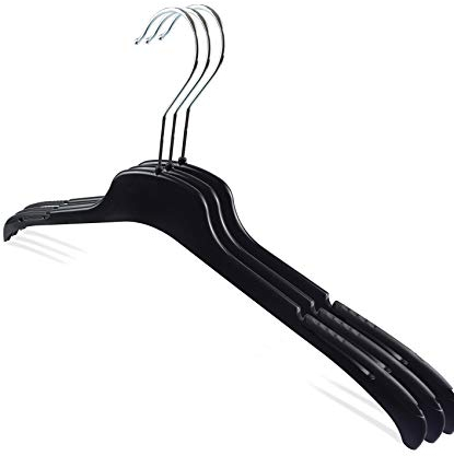 famy.Shop Kleiderbügel rutschfest mit Gummierung, 20 Stück aus hochwertigem Kunststoff, mit Anti-Rutsch Oberfläche & Kerben, extra lang 47cm für XXL, platzsparend, schwarz