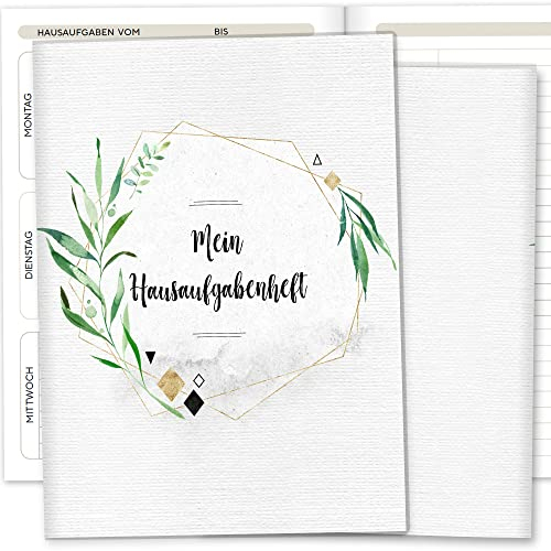 OLGS Hausaufgabenheft Hülle Tropical Green inkl. Heft Schulheft Schutzhülle Umschlag Geschenkidee Einschulung Grundschule (ohne Personalisierung, Tropical Green 01)