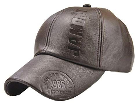 Herren Leder Cap Schirmmütze Kappe PU Leder Baseballmütze Winter mit Schirm
