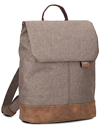 Zwei Damen Rucksack Olli OR13 Daypack 7 Liter robust strapazierfähig wasserabweisend Rückenpolsterung Hauptfach mit Reißverschluss Geheimfach Handyfach Einsteckfächer Laptopfach gepolstert (wood)