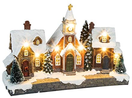 Spetebo LED Weihnachtsstadt - 26,5 cm - Weihnachtsdorf Weihnachts Szene Tisch Deko Lichter Haus beleuchtet