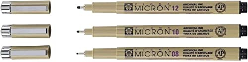 PIGMA MICRON Sakura Pigment Fineliner, 08.10.12, Schwarz, 3 Stück