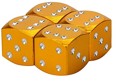 Reifenventilkappen Aluminiumlegierung, 4 Stück Autoreifen Ventilkappe Würfel Stil Reifen Ventilkappen für Auto Motorrad Fahrrad, Orange