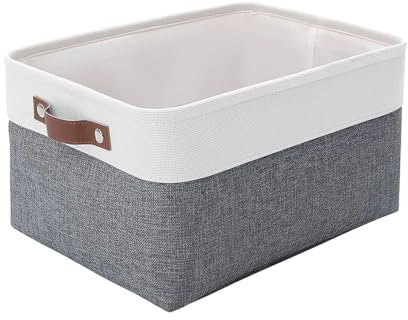 Mangata faltbare Aufbewahrungskörbe, große Stoffaufbewahrungsboxen mit Griffen für Kleiderschrank, Regale, Schrank(Kaltes Grau, L)