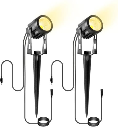 B-right 2 Pack Extension Garden Spotlights with 3M Cable for 12V Warm White Mains Garden Lights,Suitable for Outdoor Spike Lights Mains Powered IP65 Waterproof(No Plug,Only Extension)