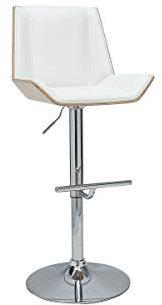 Miliboo Tabouret de Bar Design Blanc et Bois Clair MELKIOR