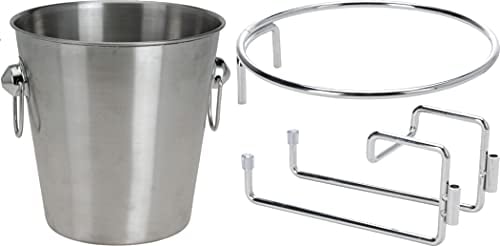 Galvog® 3pc Set Champagne Cooler with Table Mount Holder | Ice Bucket Stainless Steel with Holder - Christmas Indoor Outdoor Parties