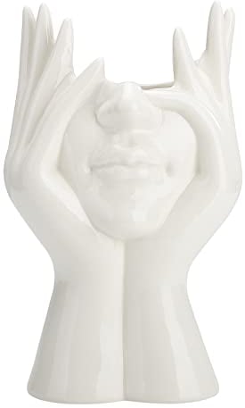 QSDGFH Gesichtsförmiger Blumentopf, Keramik-Statue, Blumenvase für Innen- und Außenbereich, dekorative Pflanzentöpfe für Sukkulenten