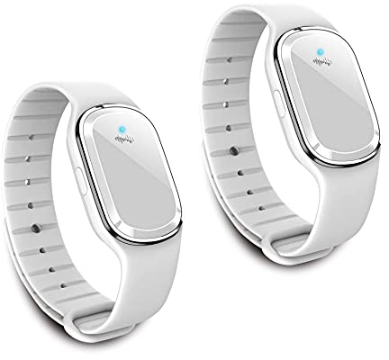 Ultrasonic Mosquito Repellent Bracelet Watch, USB Rechargeable Anti Mosquito Repeller Wristband Suitable for Adults and Kids - Mosquito Insect Repellent Band (2 Pack, White)