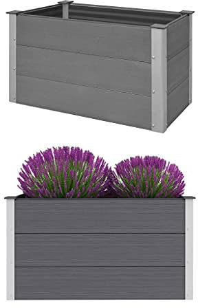 Garten Hochbeet Pflanzkasten Blumenkasten Gemüsebeet Pflanzkübel Blumenkübel Frühbeet Gartenbeet Pflanzbeet WPC 100 x 50 x 54 cm Grau
