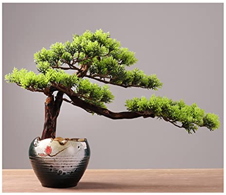 Pflanzen Künstliche Bonsai-Baum-Simulation Welcome Kiefer Gefälschte Baum Bonsai Künstliches rotes Ahornbaum Wohnzimmer Künstlicher Baum Artificial Pflanzen ( Color : Green lotus bloom-Thuja cypress )