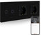 BSEED Normal enchufe doble con Smart ZigBee Interruptor de Luz,Compatible con Alexa y Google Home,Control de APP,2 Gang Interruptor de Luz con Enchufe Negro(Zigbee Gateway Hub Requerido)