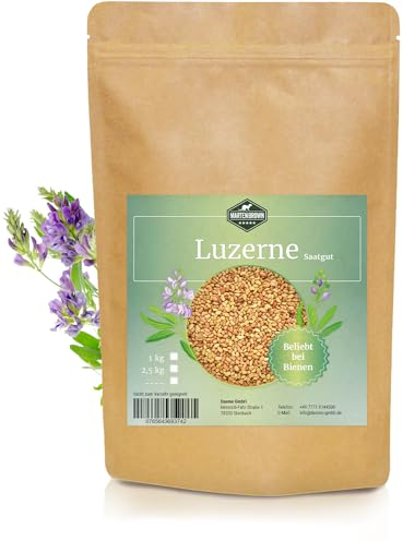 Martenbrown® Luzerne Saatgut 2,5kg Ewiger Klee Samen | Alfalfa Saat | Gründüngung zweijährig für Garten und Gemüse-Beet