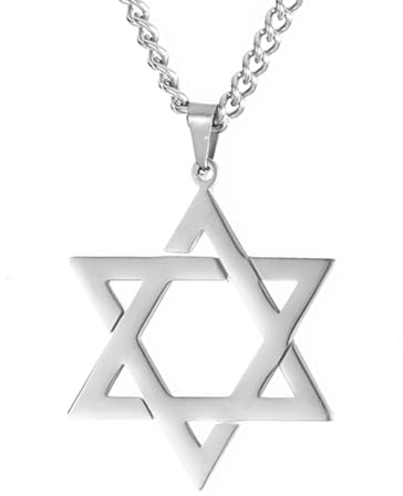 TEAMER Davidstern Anhänger Halskette Jüdisches Magen Amulett Edelstahl Halsketten Vintage Schmuck (Stil 1-Silber)