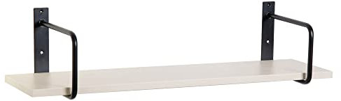 Wandregal mit Regalwinkeln, Regalboden Breite 80 o. 100cm wählbar, T20 x H1,8cm, Schweberegal versch. Farben Büroregal Wandboard Bücherregal Regal für Büro, Laden, Flur (Regalboden 100 cm, Ahorn)