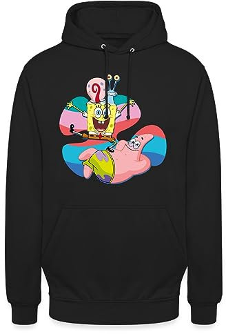 Spreadshirt Spongebob Schwammkopf Patrick Gary Die Schnecke Unisex Hoodie, 4XL, Schwarz