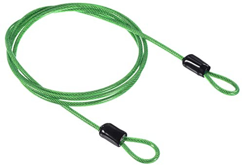 PATIKIL Security Steel Cable 2.5mm x 1m/3.28ft Coated Luggage Lock Wire Rope with Double Loop Green