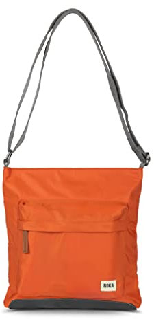 ROKA Kennington Medium Nylon Crossbody Bags for Women & Men - Multi Pockets, Chunky Zip, Adjustable Strap for Travel, Work, School - Burnt Orange