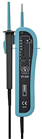 EMOS Spannungsprüfer und Phasentester CAT III 690 V, AC / DC Volttester / digitaler Spannungstester 12V - 690V, Polaritätsanzeige, Kontinuität, IP54, Blau-Schwarz
