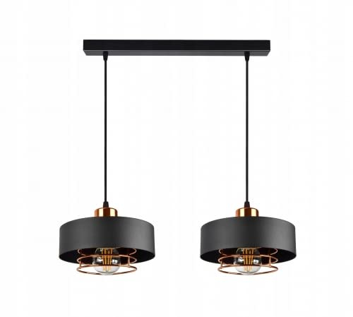 FKL DESIGN Home Deco Deckenlampe Pendellampe Hängelampe Wandlampe Leuchte Pendelleuchte Schwarz Weiß Kupfer Lampe aus Serie 754K (Schwarz, Hängelampe 754K-Z2)