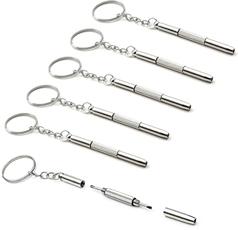 6 Pezzi Cacciavite per Occhiali, 3 in 1 Cacciavite da Tasca a Doppia Punta per la Riparazione di Occhiali da Sole, Mini Multifunzione Cacciavite per Orologi,Gioielleria,Computer