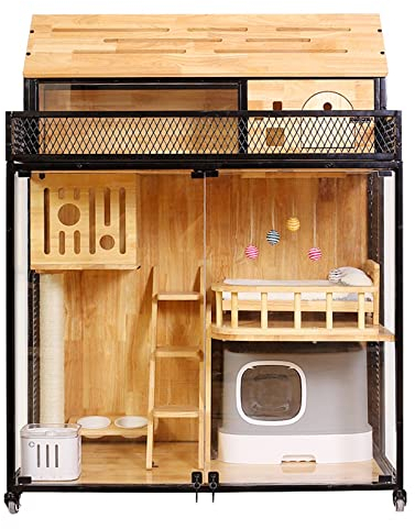 LOWLIU Katze-Hundehaus Katzenvilla Katzen Käfig Super großer Freiraum Katzenwohnwohn Wohnung Großes Katzenkäfig Home Haustierkatze Katze Nest Katzenkäfig (Color : E Style, Size : Cat Villa)