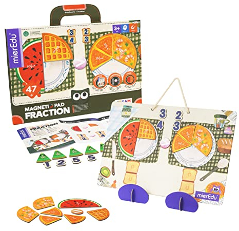 mierEdu Magnetpuzzle Brüche – Magnetisches Lernspiel für Kinder ab 3 Jahren – Montessori Spielzeug zur Förderung von Bruchrechnung – Magnettafel & Puzzle Pad für spielerisches Lernen