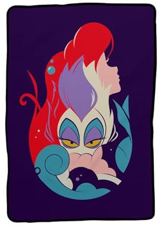 Franco Disney Prinzessin Ariel & Ursula Little Mermaid Bettwäsche, superweiche Micro-Raschel-Überwurfdecke, 157,5 x 228,6 cm, offizielles Disney-Produkt Sammlerstücke