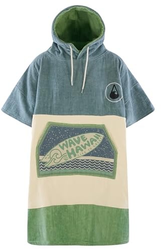 WAVE HAWAII Bade-Poncho Damen & Herren Curitiba | Größe L, 170-200cm I 100% Baumwolle Surf-Poncho Erwachsene | Frottee-Poncho Handtuch mit hoher Wasserabsorption | Umziehhilfe Strand Erwachsene