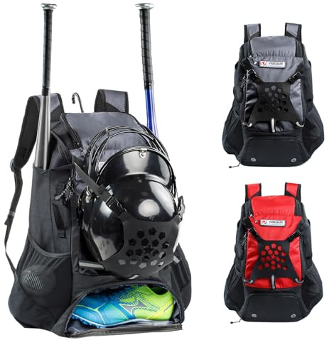 VIGEGARI Youth Baseball Bag - Bat, Glove, Helmet & Shoes Compartment - Softball & T-Ball Equipment Accessories