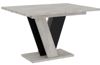 ALTDECOR Esstisch ausziehbar, ideal als Küchentisch, Esszimmertisch - oder Wohnzimmertisch, solide Konstruktion aus Möbelplatte, 120-160x90x75 cm - Betonoptik K350 / Schwarz - INEY