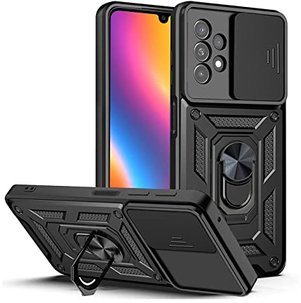 LBH Armor Coque de protection pour Samsung Galaxy A13 - Avec protection de l'appareil photo - Extérieur - Anti-chocs - Anneau en métal à 360 ° - Support pour téléphone portable - Aimant de voiture -