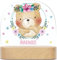 GRAVURZEILE Personalisiertes LED Nachtlicht für Kinder - Blumenkranz - Personalisiert mit Namen - Nachttischlampe für das Kinderzimmer - Geschenk für Kinder & Babys - Baby Geschenk - Bär Blume