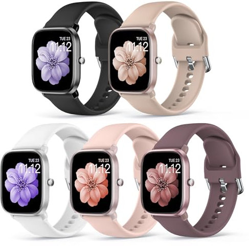 Higgs 5 Pezzi Cinturino Morbido 20mm Compatibile con Amazfit GTS 4 2 Mini/GTS 2 2e 3 4 42mm/Amazfit Bip U pro/Bip S/Bip S Lite/Bip Lite Donna e Uomo, Cinturini Sportivo Silicone,Bianca