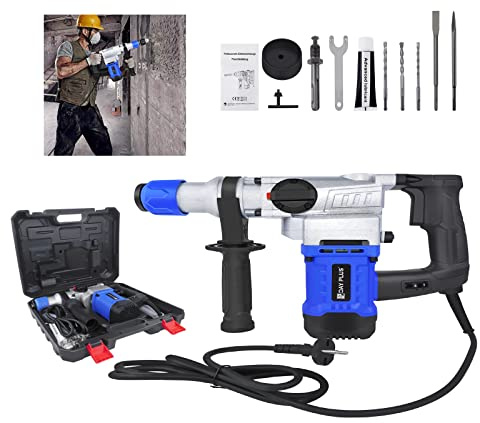 1080W Bohrhammer Elektrowerkzeug 2 Modi, Drehzahl 800r/min Bohrhämmer Abbruchhammer ideal Meißel, Schlag, Bohren, für Zement, Wände, Fliesen und Böden