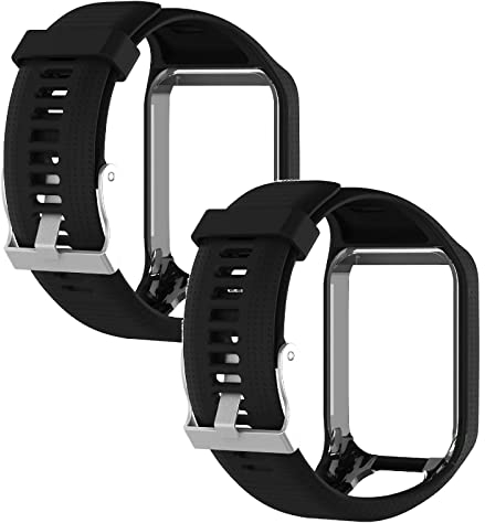 2 Stück Armband Kompatibel mit Tomtom Runner 3 /Runner 2/Spark 3/Adventurer/Golfer 2 Armbänder Sport Wasserdichtes Ersatzarmband Silikon Wechselarmband Uhrarmband
