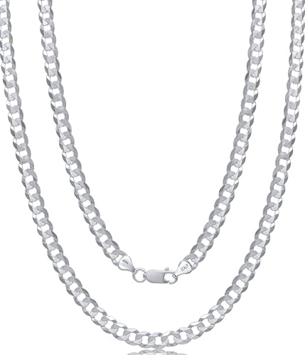 AKA Gioielli® - Panzerkette 7mm 925 Sterling Silber - Echt Silberkette, Halskette für Herren und Damen - Längen: 45, 50, 55, 60, 65, 75 cm - Made in Italy