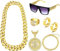 Diamday 80er 90er Jahre Hip Hop Kostüme Kit Outfits Herren Damen Falsche Goldkette Armbänder Rapper Dollar Zeichen Halskette Finger Ring DJ Punk Hippie Brille Clip on Ohrringe Fasching Cosplay Kostüm
