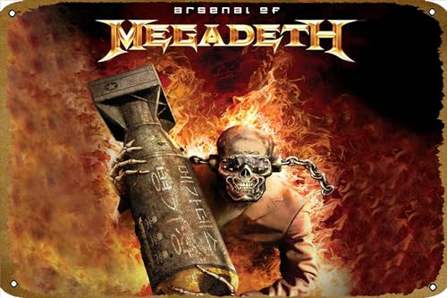 KNIOIL Band (Musik), Megadeth, Metal (Musik) Vintage Poster Retro Vintage Metall-Blechschild für Zuhause, Bar, Pub, Garage, nostalgische Dekoration, Geschenke, 20,3 x 30,5 cm