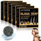 CLOUDEMO Black Soap,Gray Reverse Shampoo Bar, Black Soap Grey Coverage Bar Shampoo, Hair Darkening Shampoo Soap, Cover Bar Soap for Gray Hair for Men Women,Black Soap Grey Coverage Shampoo (5pcs)