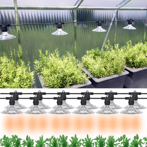 Danshinro 12 Light Outdoor Grow Lights for Plants -UL Certified IP44 Led Waterproof Greenhouse Lights with Fixed Style Full Spectrum Solar Grow Lights,Greenhouse Indoor Grow Tent Light for Garden&Farm