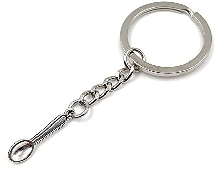Onwomania Llavero de metal con forma de cuchara, en caja de regalo de aluminio, ideal para regalar, plata, Talla única