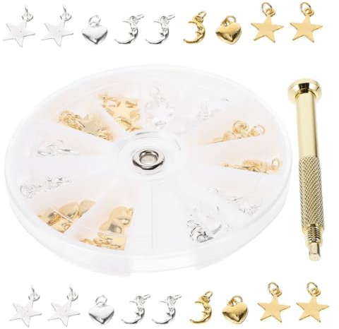 WOONEKY 1Set Nail Art Pendant Drilling Tool Portable Nail DIY Pendant with Charms Includes Hand Drill for Manicurists Nail Art Lovers for Creative Designs Nail Decoration