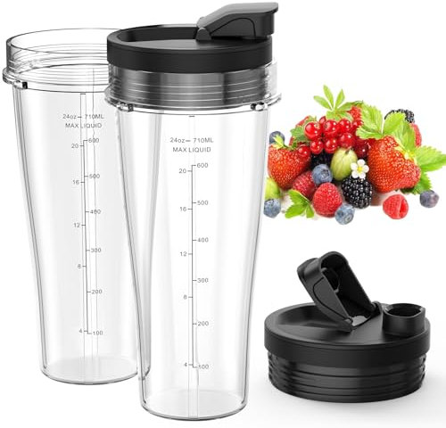Blender Replacement Parts for Ninja, 32oz Ninja Blender Cups with To-Go Lids, Blender Blade Compatible with Nutri Ninja Auto iQ Blenders BL2012 BN801 BL480-30 BL640-30