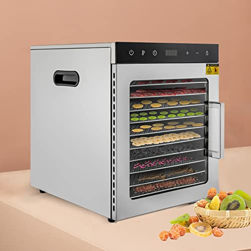Edelstahl DöRrautomat DöRrer DöRrgeräT Dehydrator DöRautomat Obsttrockner DöRrapparat Lcd Timer KüChe GemüSe Fleisch Dry GehäUse Digitaler Thermostat FüR Obst FrüChtetrockner 10Tray 800W 220V
