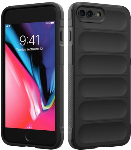 RIIMUHIR Funda Silicona Compatible con iPhone 7 Plus / 8 Plus, Protectora de Cuerpo Completo, Antigolpes Carcasa, Protección Lente Cámara, Tacto Suave y Sedoso Caso (Negro)