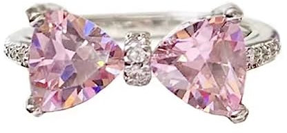 FUKAJOMFEN Schleifenringe mit Kristallstein, ästhetischer Mädchen-Schleifen-Ring für Damen, verstellbar, offener Ring, Vintage-Schmuck, Siehe Abbildung